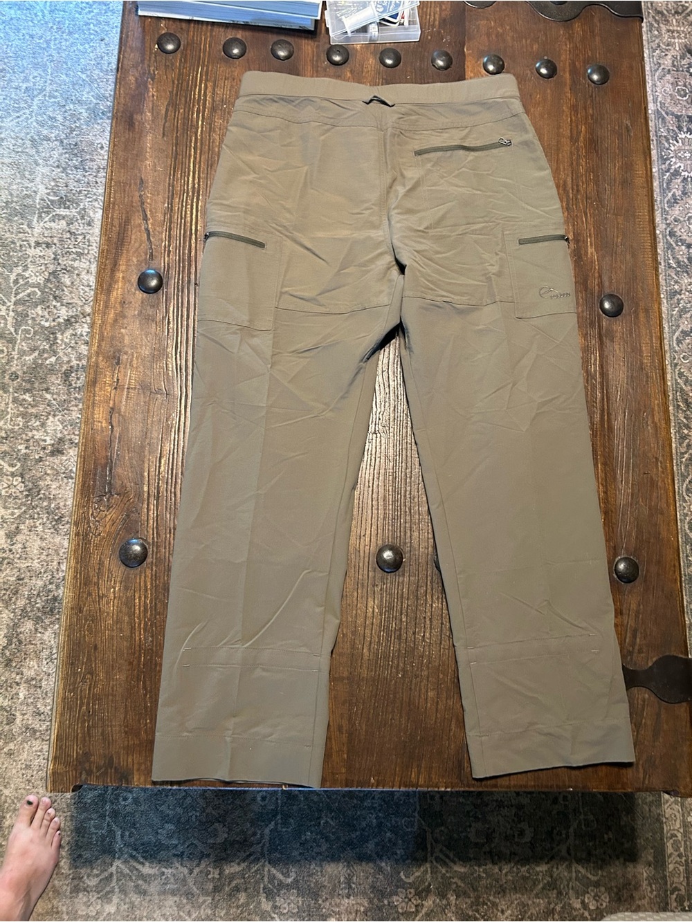 Men's Tan Cargo Pants with Integrated Webbing Belt - Picture 3 of 3